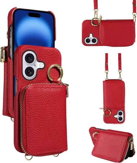 HR CASES IPHONE 16 PLUS 6.7 INCH METKASE LUXURY WALLET (MKWLT-PLUS16-RED)
