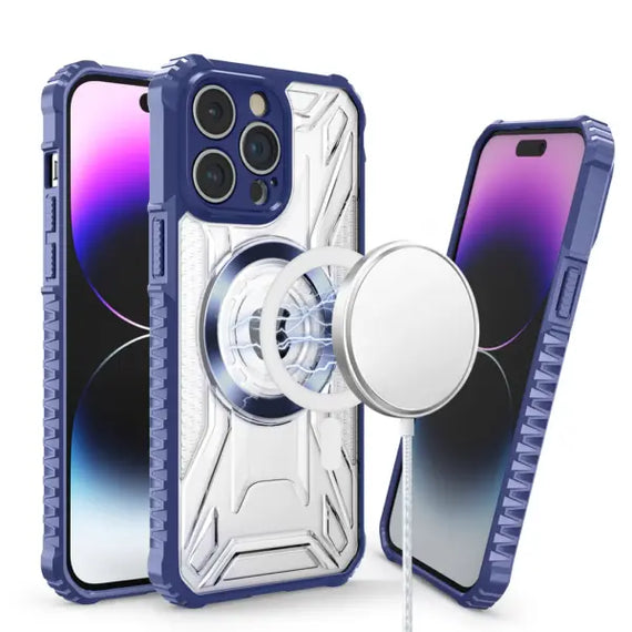 HR CASES IPHONE 13/14 MATCHING COLOR FRAME STRONG MAGNETIC RING (MGCDPT-IP14-BLUE)